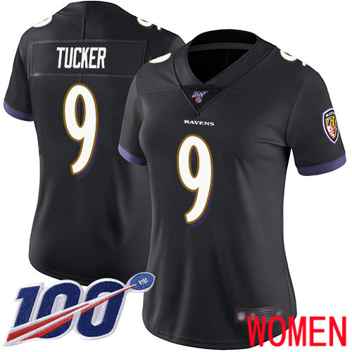 Baltimore Ravens Limited Black Women Justin Tucker Alternate Jersey NFL Football 9 100th Season Vapor Untouchable